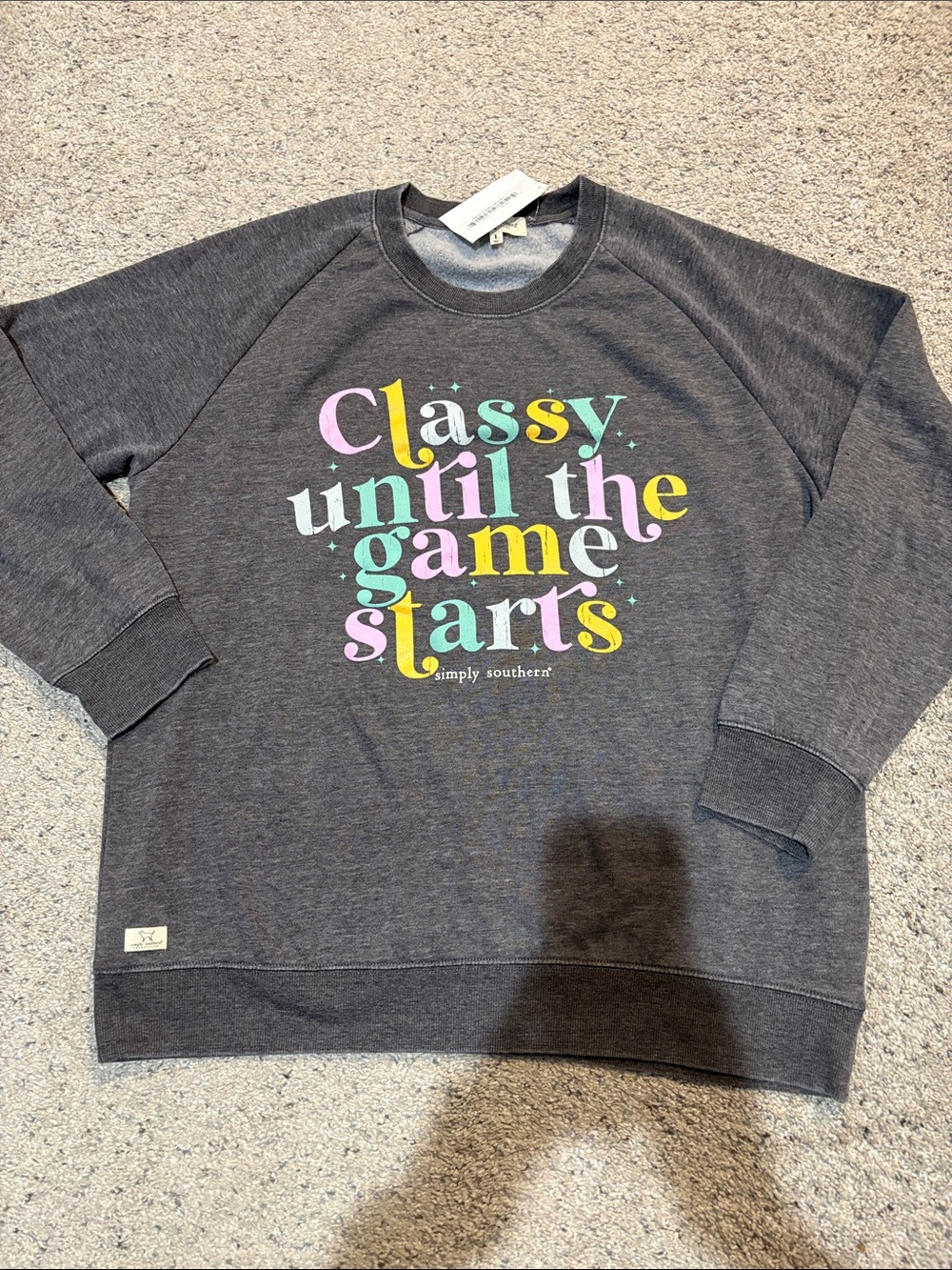 Simply Southern Women's Charcoal 'Classy Until the Game Starts' Sweatshirt